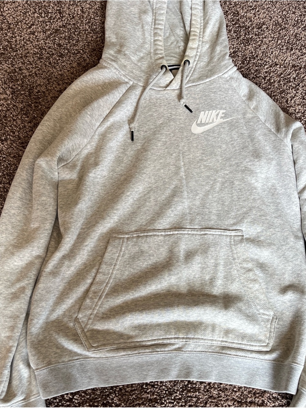 Nike Light Gray Pullover Hoodie with White Logo